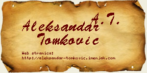 Aleksandar Tomković vizit kartica